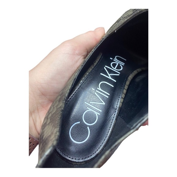 Calvin Klein Nastassia Faux Snakeskin Patterned High Heel Ankle Boots - Picture 9 of 10